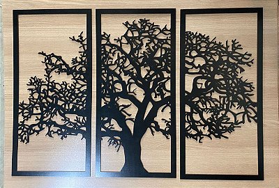 Trio de Painéis Decorativos - Árvore da Vida - P33 - Queima de Estoque