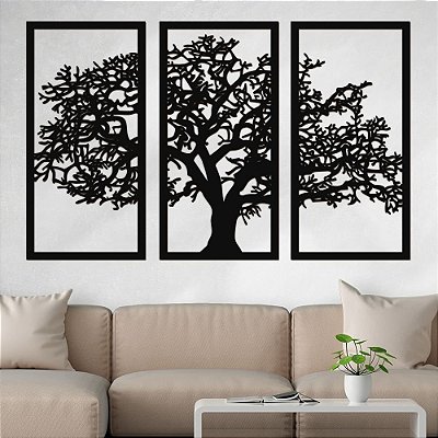 Trio de Painéis Decorativos - Árvore da Vida - P33