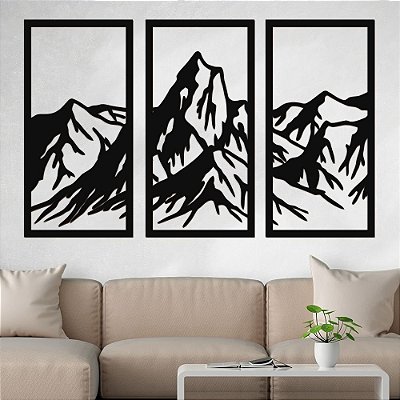P61 - Trio de Painéis Decorativos - Montanhas