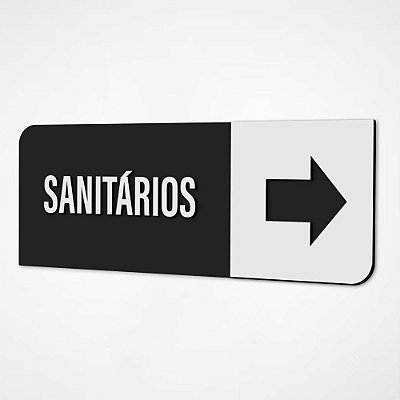 Placa Sinalização Indicativa Sanitários - Preto e Branco