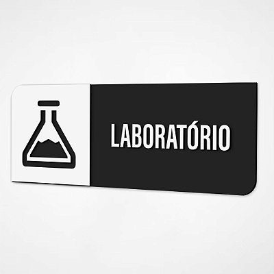 Placa Sinalização Indicativa Laboratório - Preto e Branco