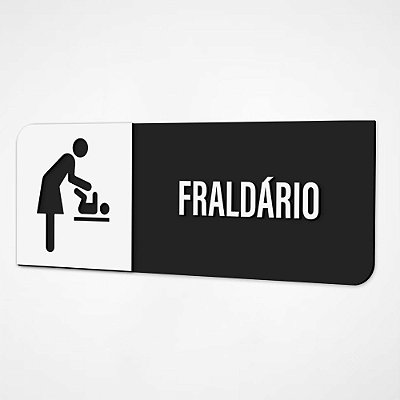 Placa Sinalização Indicativa Fraldário - Preto e Branco