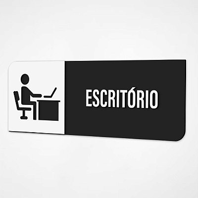 Placa Sinalização Indicativa Escritório - Preto e Branco