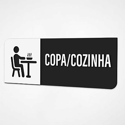 Placa Sinalização Indicativa Copa/Cozinha - Preto e Branco