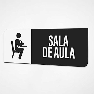 Placa Sinalização Indicativa Sala de Aula - Preto e Branco