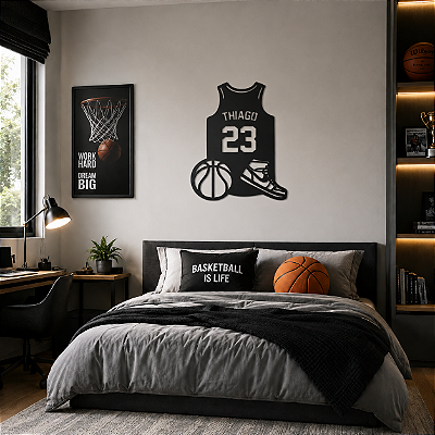 Aplique mdf - Camisa de Basquete - Nome e Número Personalizado
