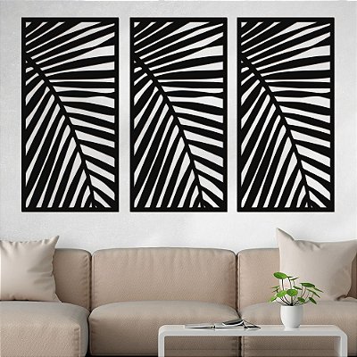 Trio de Painéis Decorativos - Palmeira - P14