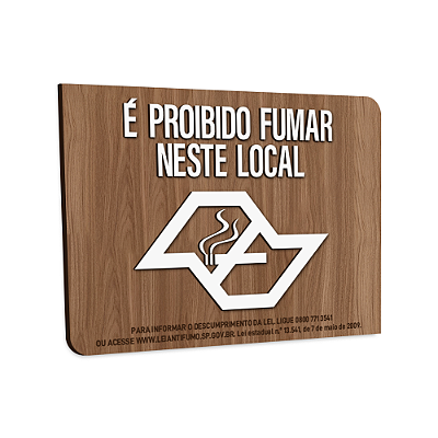 Placa de Sinalização Indicativa - Proibido Fumar - São Paulo