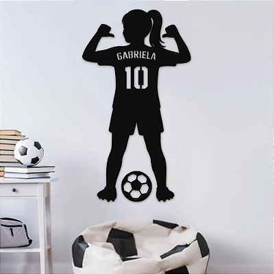 Aplique mdf - Jogadora de Futebol - Nome e Número Personalizado