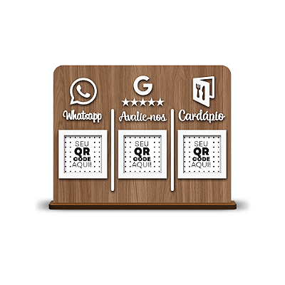 Placa Mesa - 3 QR-Codes