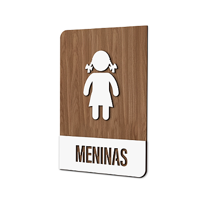 Placa Sinalização Indicativa Banheiro Meninas Vertical