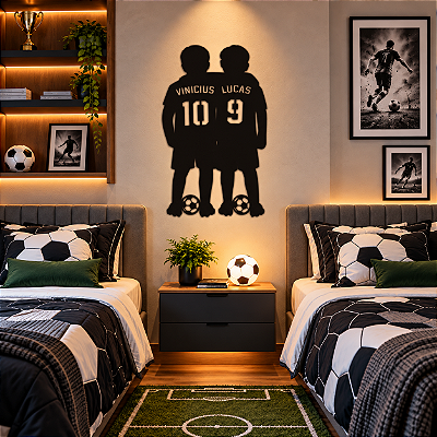 Aplique mdf - Dois Jogadores - Futebol - Nome e Número Personalizado