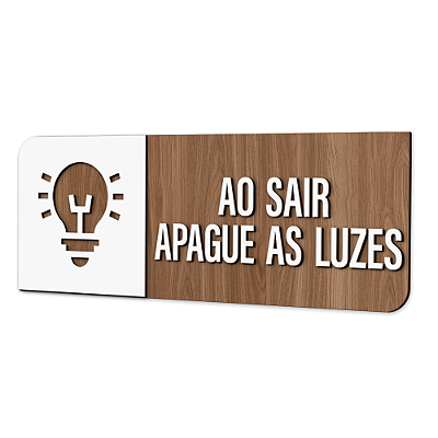 Placa de Sinalização Indicativa - Ao sair apague as luzes