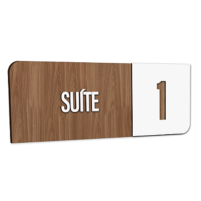 Placa Sinalização Indicativa Suíte Numerada