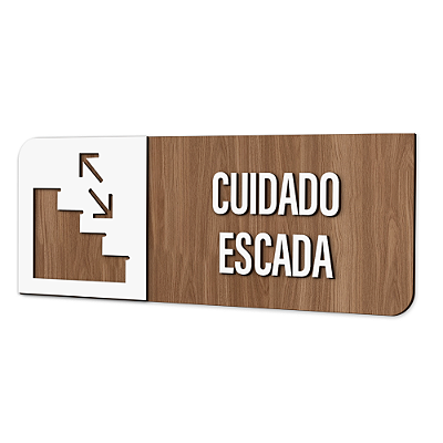 Placa de Sinalização Indicativa - Cuidado Escada