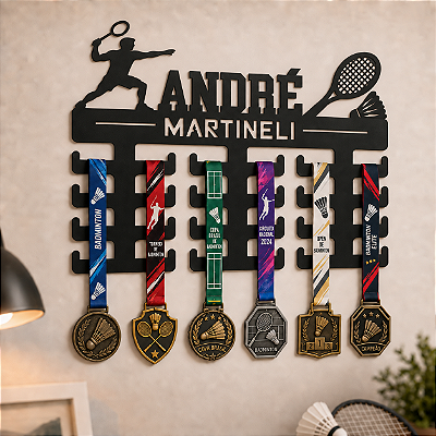 Porta Medalhas - Badminton - Personalizado