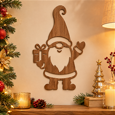 Enfeite de Parede - Natal - Papai Noel com Presente