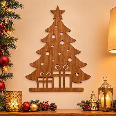 Enfeite de Parede - Natal - Árvore com Presentes