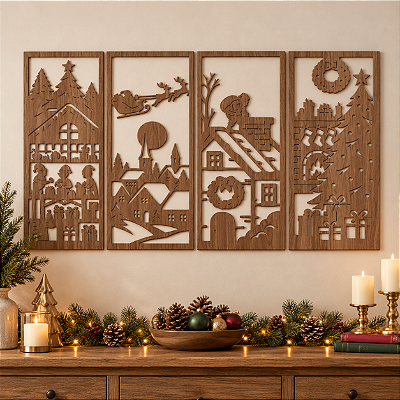 Painel - Natal - Conjunto 4 Peças Noite de Natal