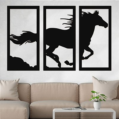 Trio de Painéis Decorativos - Cavalo - P44