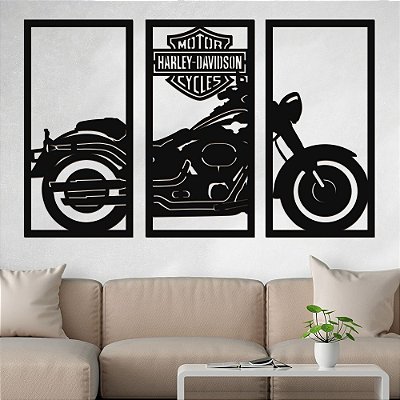 Trio de Painéis Decorativos - Harley-Davidson - P46