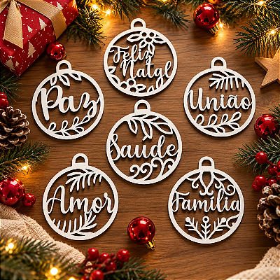 Enfeite de Natal - Conjunto Bolas de Natal com Palavras