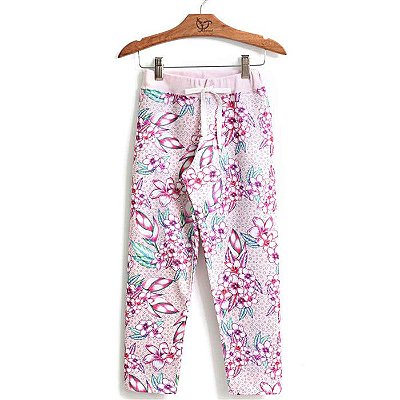 Calça Jokenpô Infantil Floral Rosa