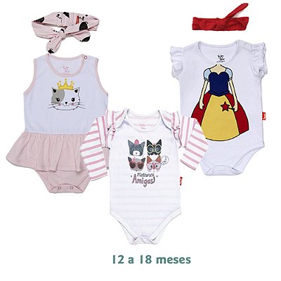 Combo 8 peças roupas infantil menina branco