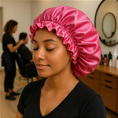 KIT Touca de Cetim Ajustável com Regulador - Dupla Face | Reduz Frizz e Quebra de Cabelo