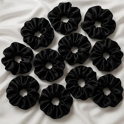 Kit 5 Xuxinhas Cetim Anti Frizz Preta