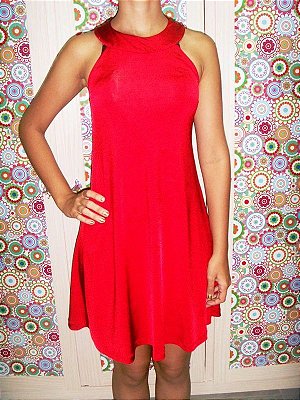Vestido em malha vermelha, tamanho M