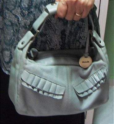Bolsa de mão Dateli em couro, cor verde água