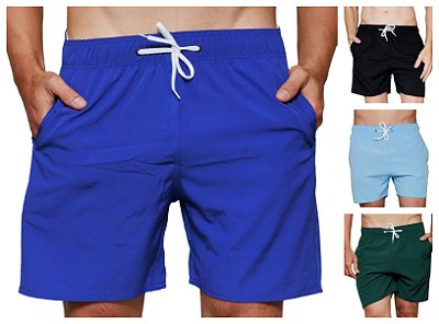 Kit 4 Shorts Masculino Bermuda Praia Liso Mauricinho Tactel