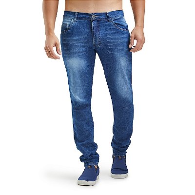 Calça Jeans Masculina Escura Slim Clima Control