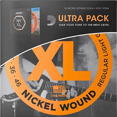 Ultra Pack Encordoamento D'addario Guitarra 010 EXL110 + NYXL1046