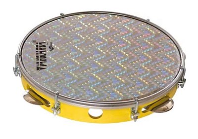 Pandeiro Vanguarda ABS 10" Amarelo Pele Holográfica Prata