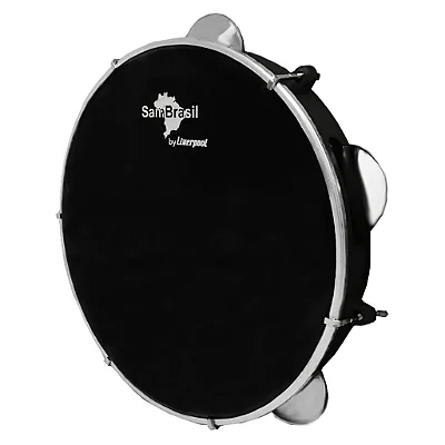 PANDEIRO LIVERPOOL 10" SAMBRASIL STANDARD PRETO PELE PRETA