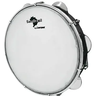 PANDEIRO LIVERPOOL 10" SAMBRASIL STANDARD PRETO PELE BRANCA