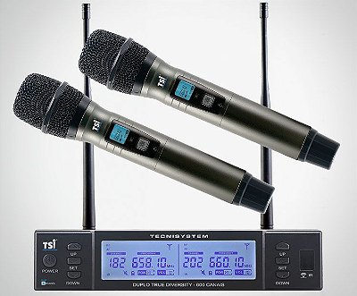 Microfone TSI BR-8000 UHF Duplo Sem Fio