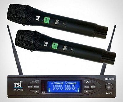 Microfone TSI 8299 UHF Duplo Sem Fio