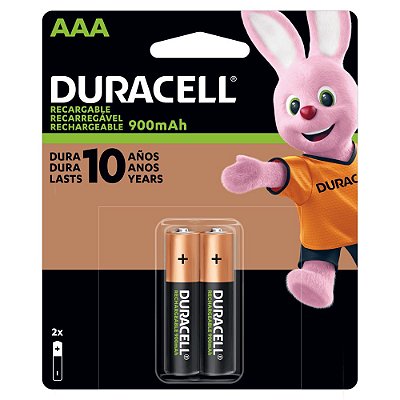 Pilha Palito Duracell AAA 900MAH Recarregável Com 2 Unidades