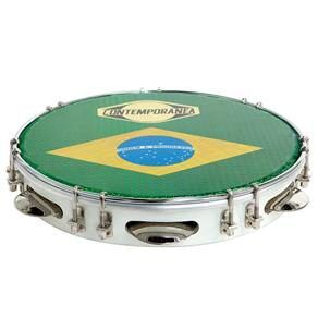 Pandeiro Contemporânea 37CB Fórmica Branca 11" Brasil Tarraxa Dupla