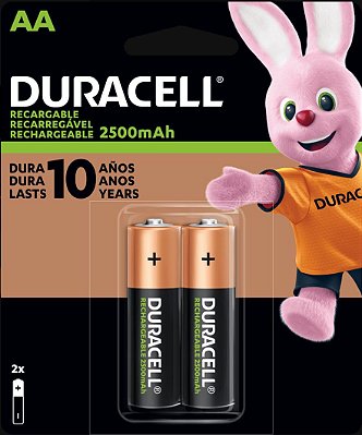 Pilha Duracell AA Recarregável 2500mah Com 2 Unidades