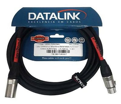 Cabo Datalink Garage Microfone Balanceado 0,30mm²  XLR(m)-XLR(f) 5m