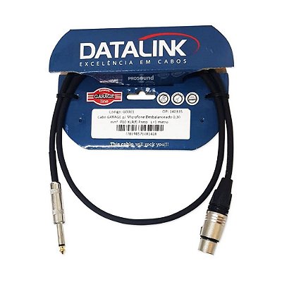 Cabo Datalink Garage P/ Microfone Desbalanceado 0,30mm²  P10-XLR(f) 1m
