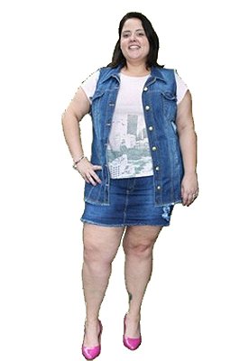 Short Saia jeans strech GIRLPOWER Cor:63-Stone Blue Tam 44