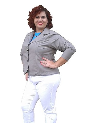 Casaco Estilo Blazer Microfibra Plus Size (tam 48 Ao 56) Caqui