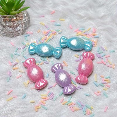 Aplique Balas de Biscuit Decorativas com Brilho Perolado