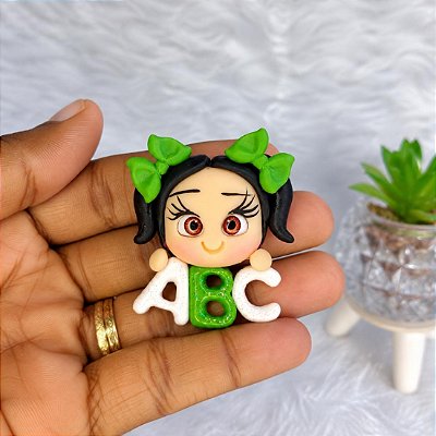 Aplique de Biscuit Menina ABC para Artesanato Escolar