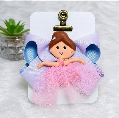 Aplique de Bailarina em Biscuit para Laços Infantis